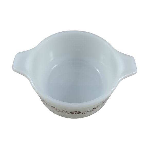 mcm Dynaware Pyr-o-Rey Termocrisa Brown Daisy Milk Glass Ovenware Casserole - Picture 3 of 5